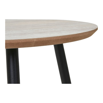 Couchtisch – Travertin-Optik, Schwarze Stahlbeine, 45 cm Höhe - Aalst | House Nordic