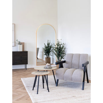 Couchtisch – Travertin-Optik, Schwarze Stahlbeine, 45 cm Höhe - Aalst | House Nordic