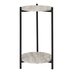 Beistelltisch – Travertin-Optik, 2 Ablagen, 46cm hoch - Leuven | House Nordic