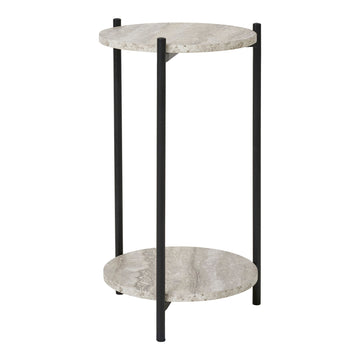 Side Table – Travertine Look, Black Legs, Minimalist Design – Leuven | House Nordic