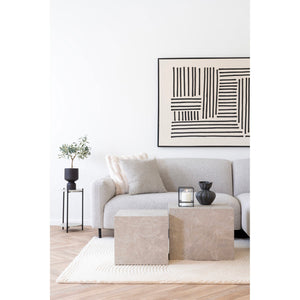 Beistelltisch – Travertin-Optik, 2 Ablagen, 46cm hoch - Leuven | House Nordic