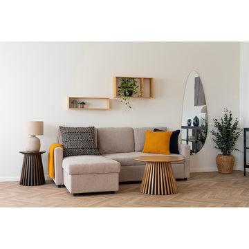 Coffee table – Oak veneer, natural color, timeless round silhouette – Osaka | House Nordic