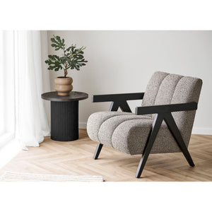 Beistelltisch – Dunkelbraunes MDF-Holzdekor, Runde Tischplatte, 45 cm Höhe - Boavista | House Nordic
