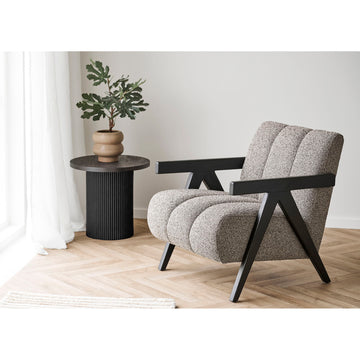 Beistelltisch – Dunkelbraunes MDF-Holzdekor, Runde Tischplatte, 45 cm Höhe - Boavista | House Nordic