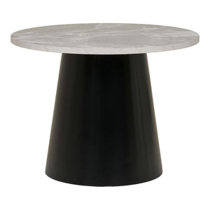 Coffee table - Grey-black marble look, black metal frame, round shape - Brito | House Nordic