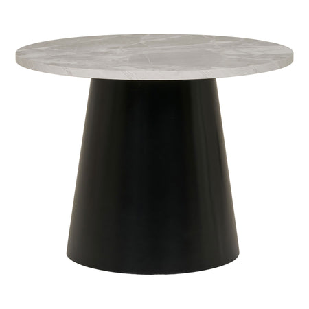Couchtisch – Grau-Schwarze Marmor-Optik, schwarzes Metallgestell, runde Form – Brito | House Nordic image