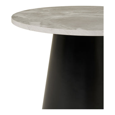 Couchtisch – Grau-Schwarze Marmor-Optik, schwarzes Metallgestell, runde Form – Brito | House Nordic