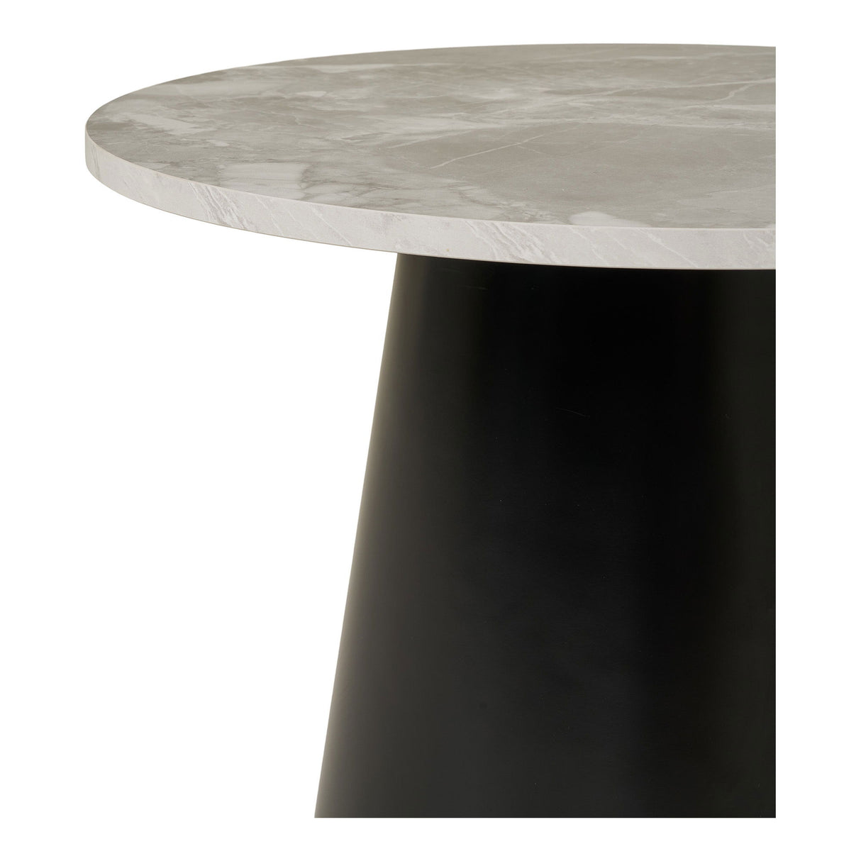 Coffee table - Grey-black marble look, black metal frame, round shape - Brito | House Nordic