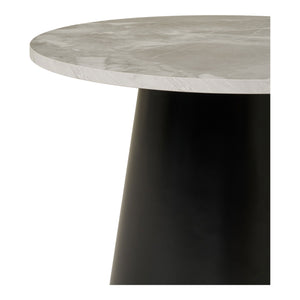 Coffee table - Grey-black marble look, black metal frame, round shape - Brito | House Nordic