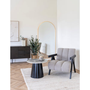 Coffee table - Grey-black marble look, black metal frame, round shape - Brito | House Nordic