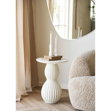 Beistelltisch – Faserlehm, Gerillte Form, 55cm hoch - Newtown | House Nordic