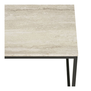 Beistelltisch – Travertinoptik, schwarzer Stahlrahmen, 45 cm hoch - Vita | House Nordic
