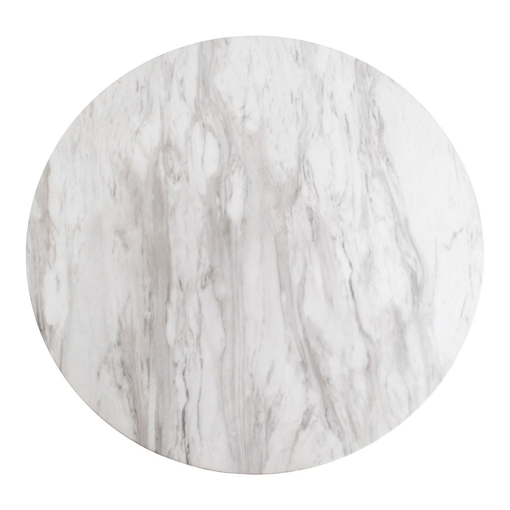 Dining Table – Marble Effect Tabletop, Brass Effect Frame, Round Design – Bolzano | House Nordic