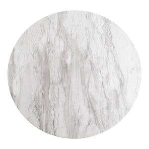 Dining Table – Marble Effect Tabletop, Brass Effect Frame, Round Design – Bolzano | House Nordic