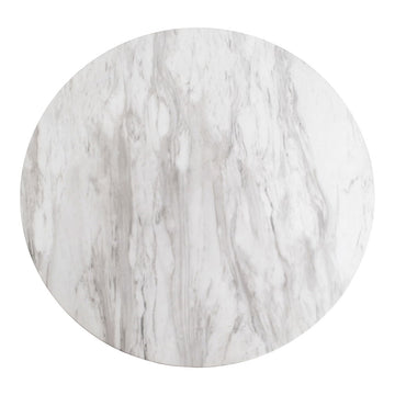 Dining Table – Marble Effect Tabletop, Brass Effect Frame, Round Design – Bolzano | House Nordic