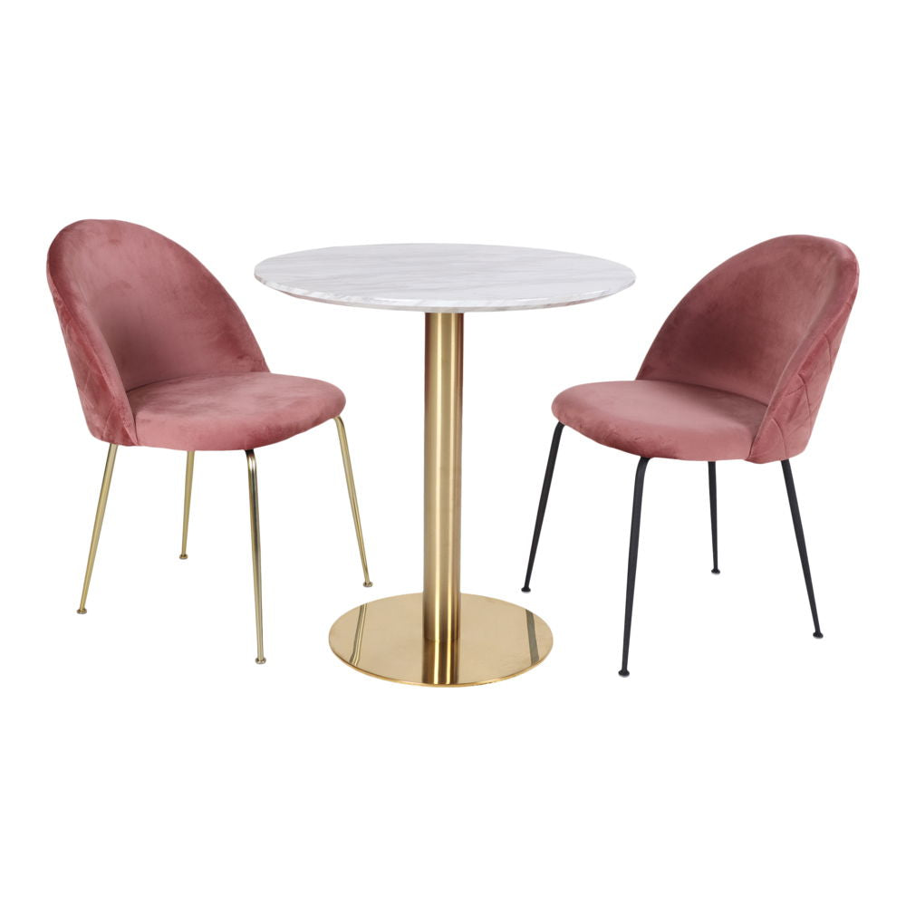 Dining Table – Marble Effect Tabletop, Brass Effect Frame, Round Design – Bolzano | House Nordic