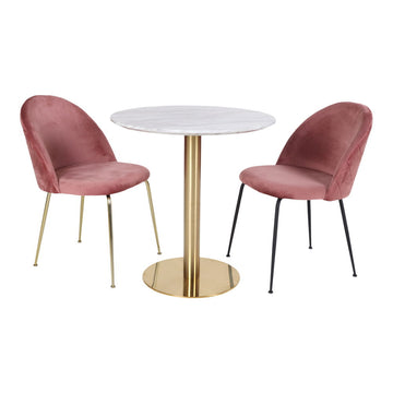 Dining Table – Marble Effect Tabletop, Brass Effect Frame, Round Design – Bolzano | House Nordic