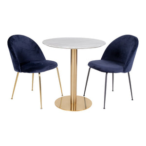 Dining Table – Marble Effect Tabletop, Brass Effect Frame, Round Design – Bolzano | House Nordic
