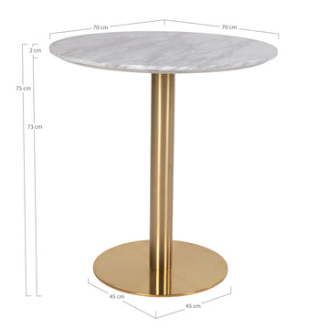 Dining Table – Marble Effect Tabletop, Brass Effect Frame, Round Design – Bolzano | House Nordic