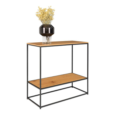 Console Table – Oak Look Natural, Black Frame, Two Shelves – Vita | House Nordic