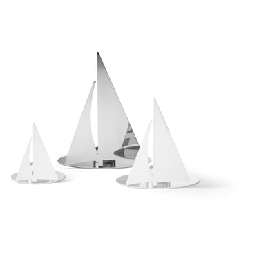 Stainless steel tealight holder, polished sailboat design, maritime light reflections - Regatta | Philippi