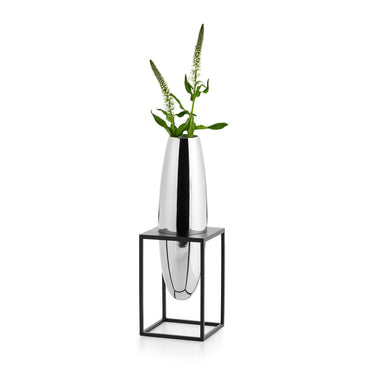 Vase mit schwebendem Würfelstand, Sanften organischen Kurven, Modernem skulpturalem Design – Solero | Philippi