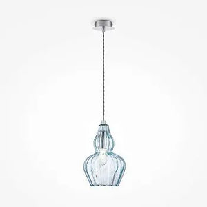Pendant light with nickel finish and blue glass flower in a modern design - Eustoma | Maytoni