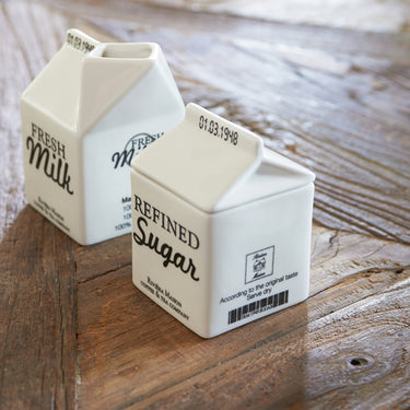 Zuckerdose Porzellan mit Text, Weiß, mit Deckel – Carton Jar Zucker | Rivièra Maison - Esszett Luxury | Stilvolles Wohnen mit Charakter