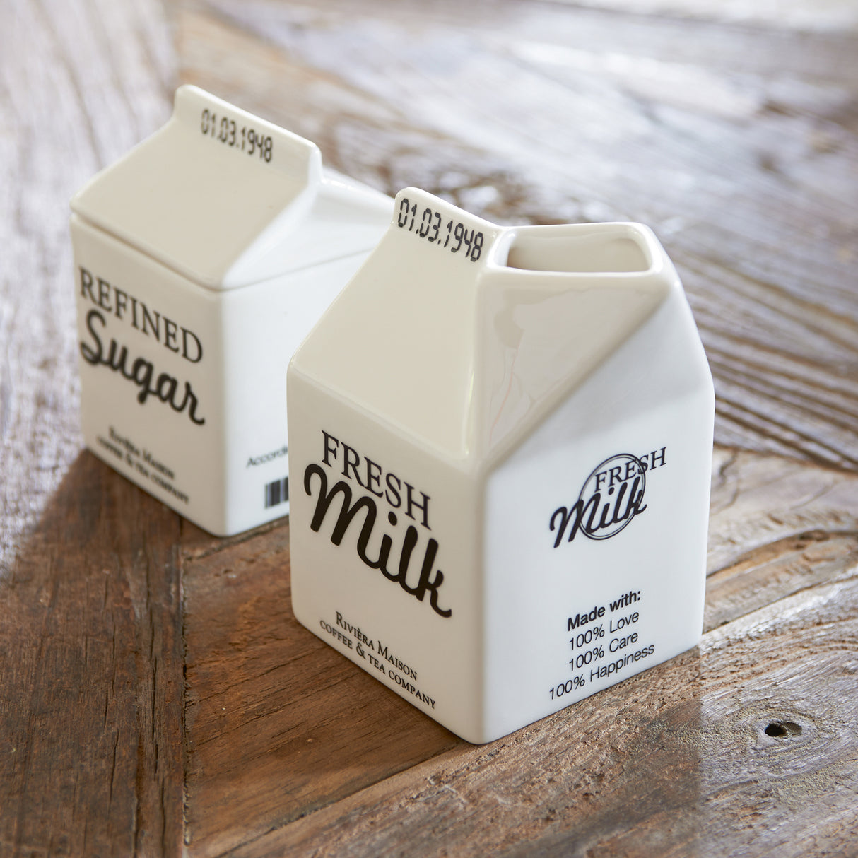 Milchkännchen Porzellan Weiß, Spülmaschinen - & Mikrowellengeeignet – Carton Milk Jar | Rivièra Maison - Esszett Luxury | Stilvolles Wohnen mit Charakter