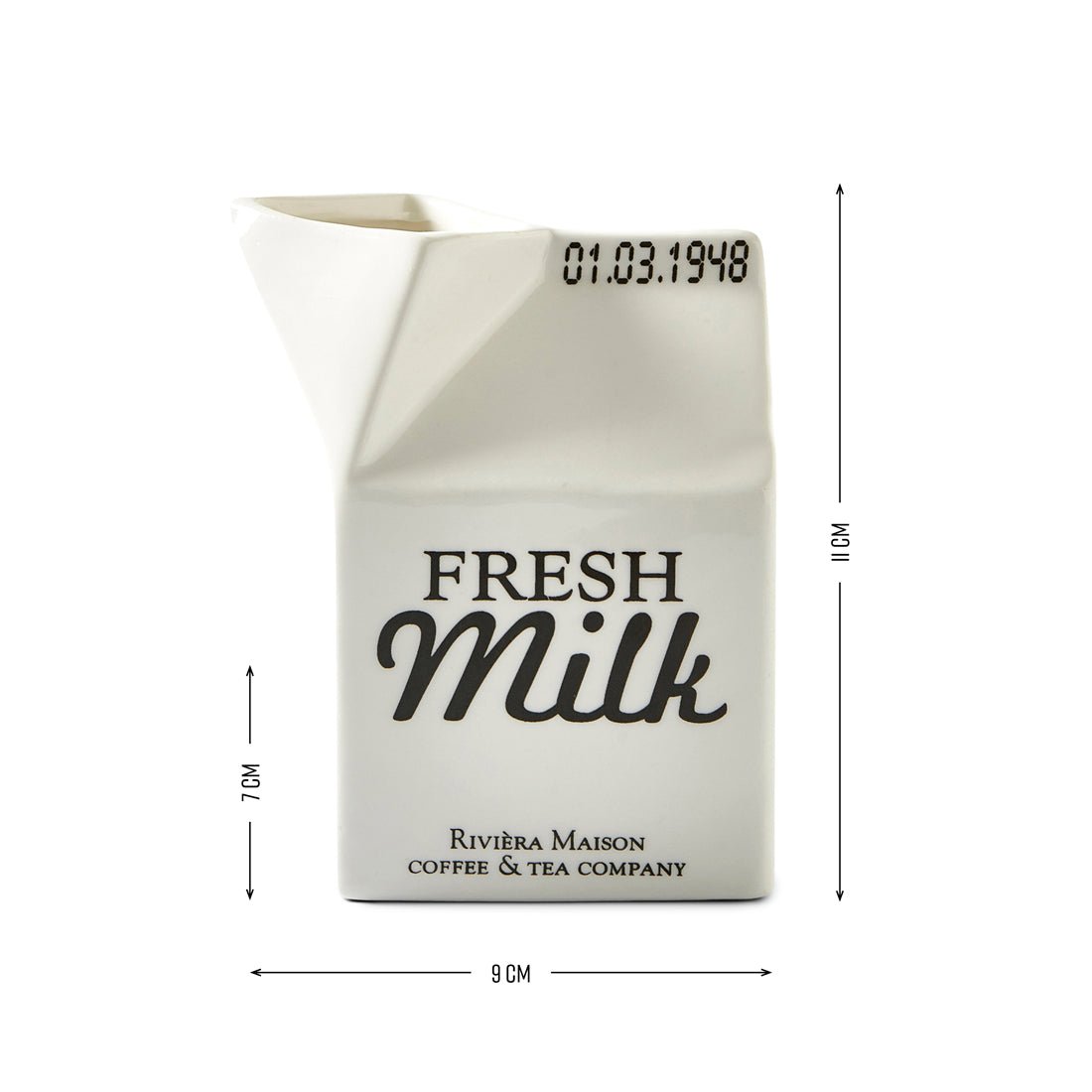 Milchkännchen Porzellan Weiß, Spülmaschinen - & Mikrowellengeeignet – Carton Milk Jar | Rivièra Maison - Esszett Luxury | Stilvolles Wohnen mit Charakter