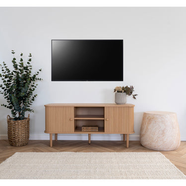 TV Unit – Natural Wood Design, Two Doors, Scandinavian Style – Nikko | House Nordic