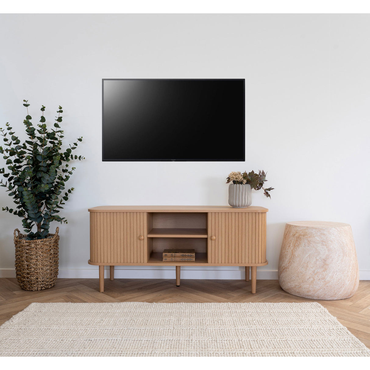 TV Unit – Natural Wood Design, Two Doors, Scandinavian Style – Nikko | House Nordic