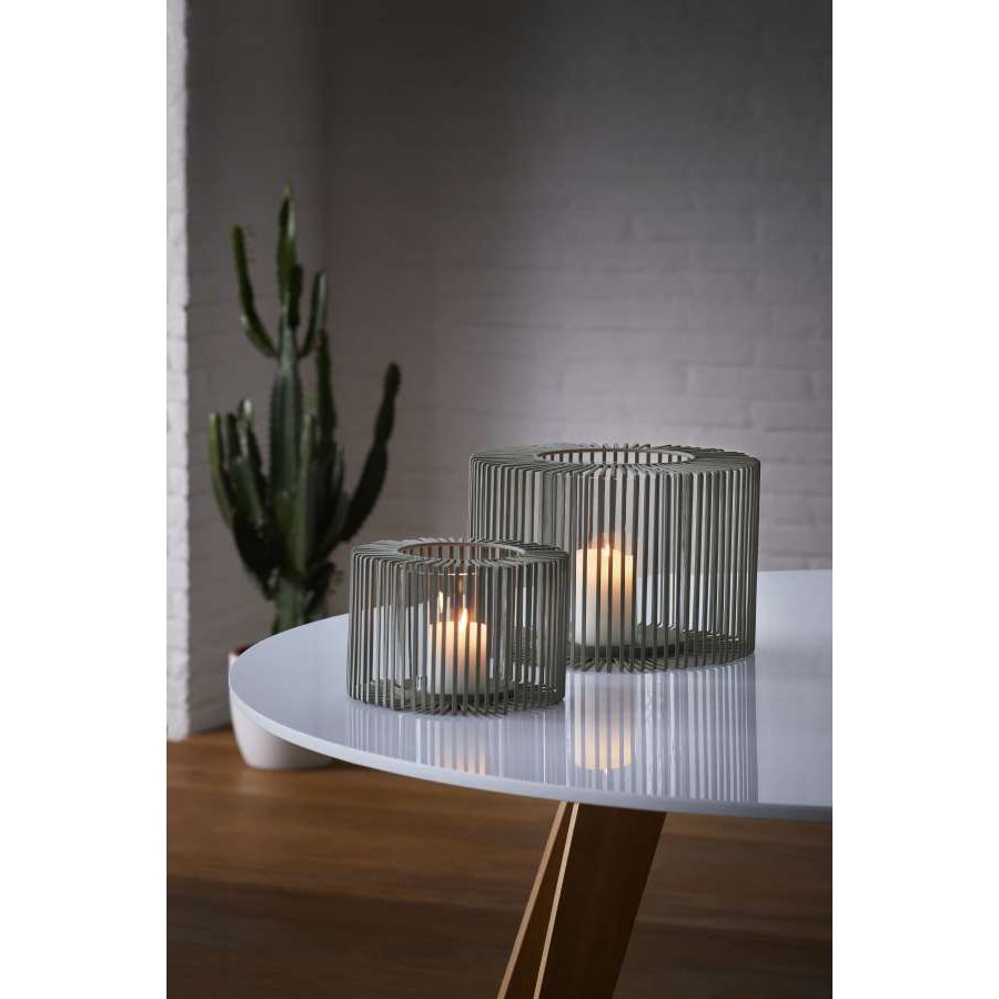windlicht pulverbeschichteter Stahlkäfig Glaszylinder für Windschutz eleganter geometrischer Rahmen – Oslo | Philippi