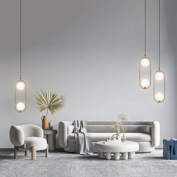 Modern Design Pendant Lamp with Opal Glass Diffusers and Brass Finish – Ring | Maytoni