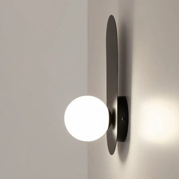 Wall light matt black, oval metal base, white opal glass dome, G9 28 W – Bao | Maytoni