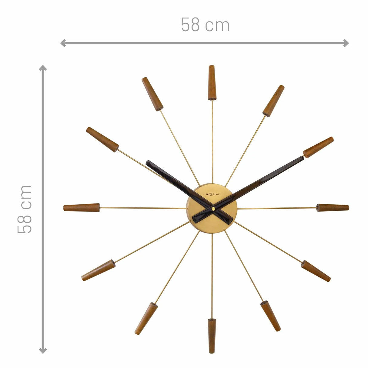 Wanduhr – Walnussholz, Stahlstifte, Stilles Werk - Plug Inn | NeXtime