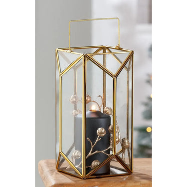 Windlicht – Goldenes Metall, Klare Glasform, Warmer Lichtschein - Cozy | Gilde