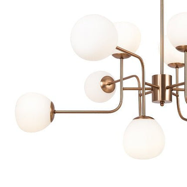 Chandelier in Messing - Metall Satiniertes Weißglas Höhenverstellbar – Erich| Maytoni - Esszett Luxury | Stilvolles Wohnen mit Charakter