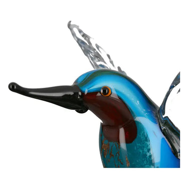 Figur – Blauer Vogel, Roter Akzent, Klares Glas - Eisvogel | Gilde