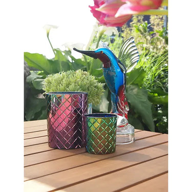 Figur – Blauer Vogel, Roter Akzent, Klares Glas - Eisvogel | Gilde