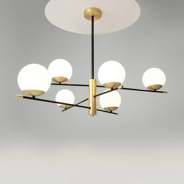 Pendelleuchte – Schwarzes Metall, Glasschirme, 6× E14, Ø100 cm - Nostalgia | Maytoni