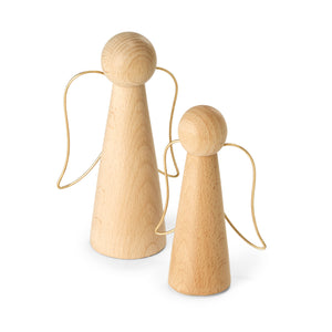 Weihnachtsdekoration – Buchenholz goldene Drahtflügel minimalistische Engelsfigur – Emilia | Philippi