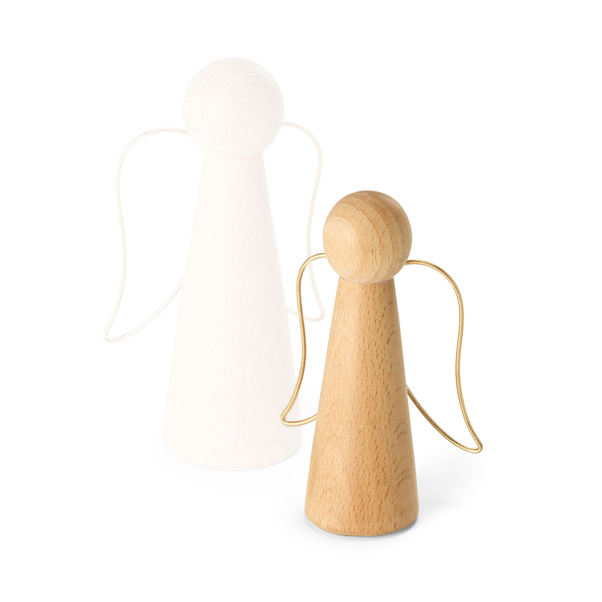 Weihnachtsdekoration – Buchenholz goldene Drahtflügel minimalistische Engelsfigur – Emilia | Philippi