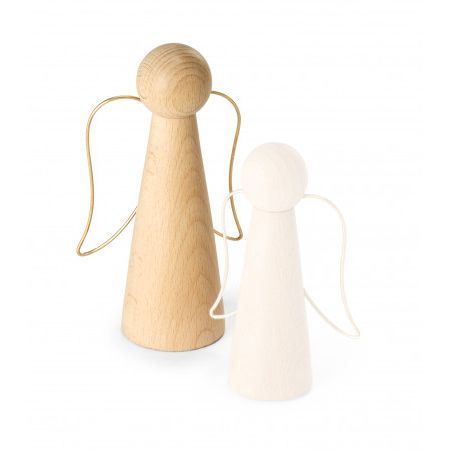 Weihnachtsdekoration – Buchenholz goldene Drahtflügel minimalistische Engelsfigur – Emilia | Philippi