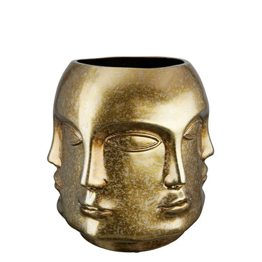 Gesichtsvase – Goldene Keramik, Glänzende Oberfläche, Klare Form - Crado | Gilde