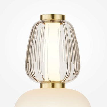 Tischleuchte Metall, Gold - & Chrom - Finish & Weiß - Mattes Gemustertes Glas – Pattern | Maytoni - Esszett Luxury | Stilvolles Wohnen mit Charakter