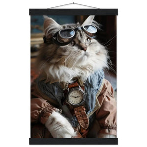 Schoolposter - Ragamuffin-Katze, blau-grauer Mantel, Stickereidetails, silberne Taschenuhr | St Tropez Art