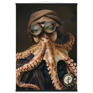 Schulposter – Oktopus, Steampunk-Outfit, Zylinderhut, antike Taschenuhr | St Tropez Art