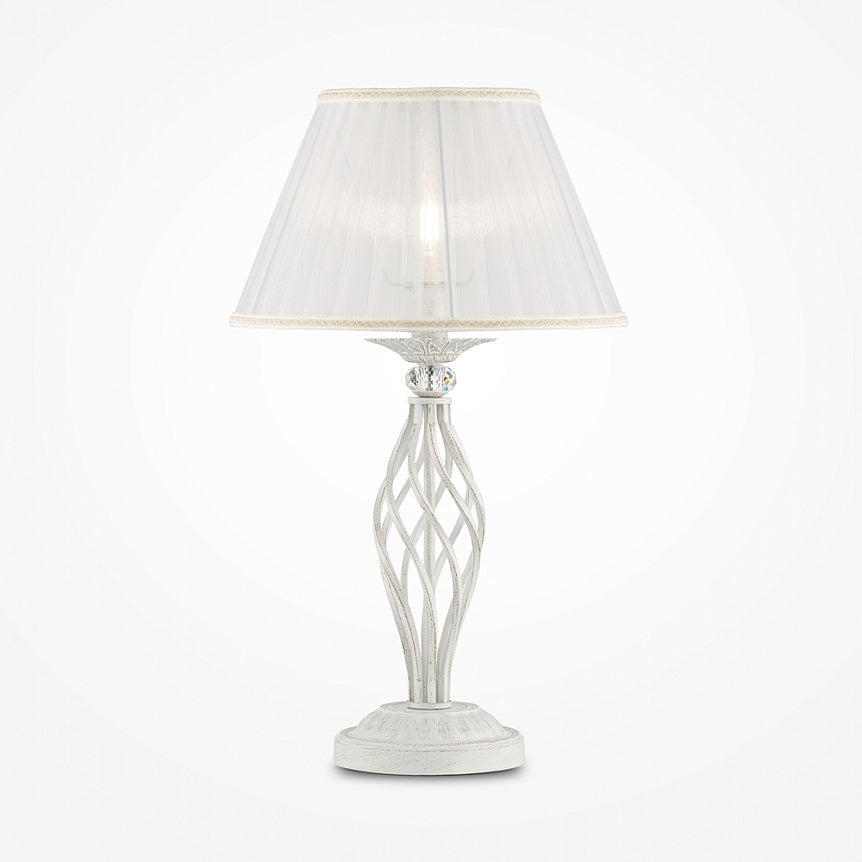 Table Lamp White-Gold Metal Base Pleated Organza Shade & Crystal Details – Grace | Maytoni