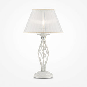 Table Lamp White-Gold Metal Base Pleated Organza Shade & Crystal Details – Grace | Maytoni